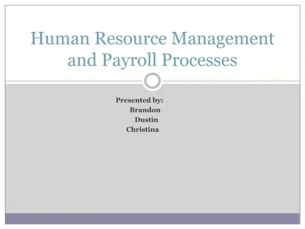 Human Resource Management and Payroll Processes