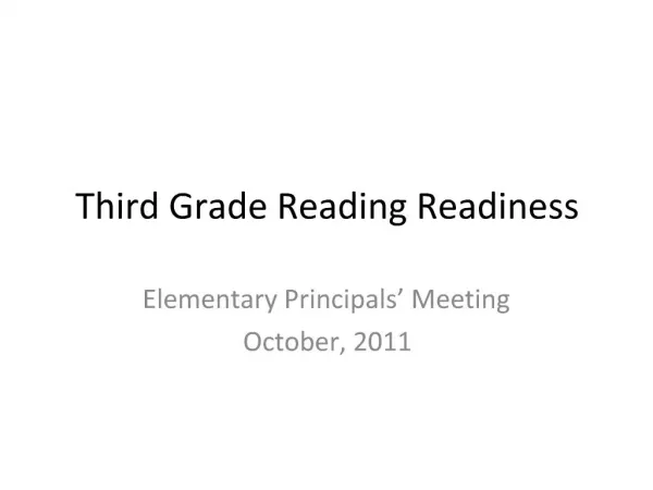 Third Grade Reading Readiness