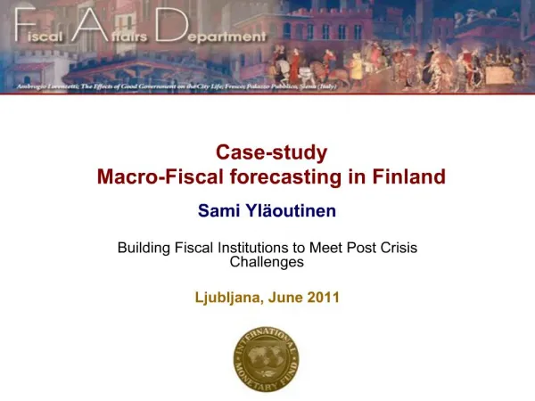 Case-study Macro-Fiscal forecasting in Finland