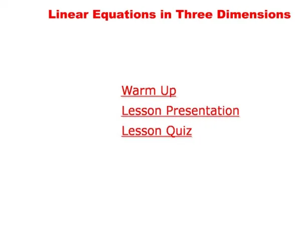 Linear Equations in Three Dimensions