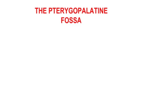 THE PTERYGOPALATINE FOSSA