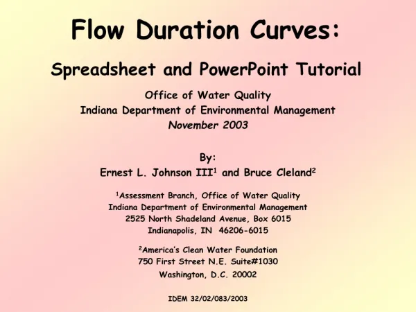 Flow Duration Curves: Spreadsheet and PowerPoint Tutorial