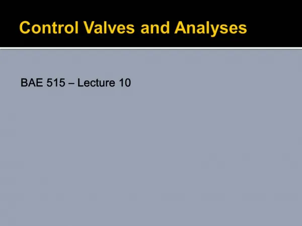 Control Valves and Analyses