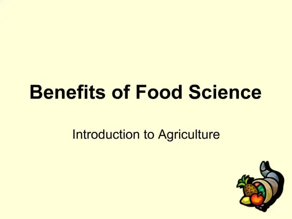 Benefits of Food Science