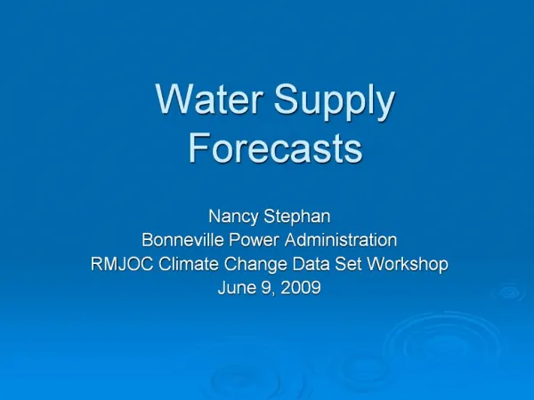 Water Supply Forecasts