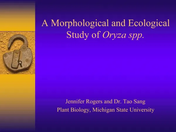 A Morphological and Ecological Study of Oryza spp.
