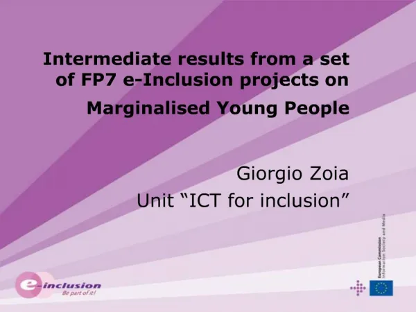 Intermediate results from a set of FP7 e-Inclusion projects on Marginalised Young People