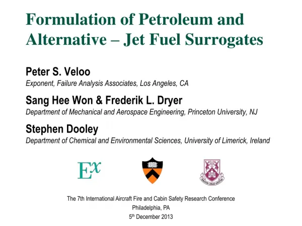 Formulation of Petroleum and Alternative – Jet Fuel Surrogates