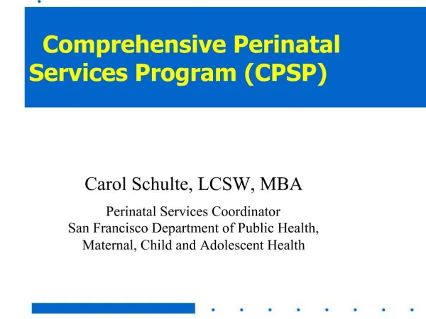 Comprehensive Perinatal Services Program CPSP