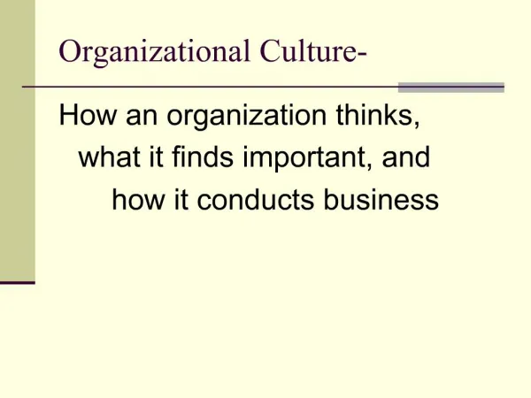 Organizational Culture-