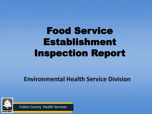 Food Service Establishment Inspection Report