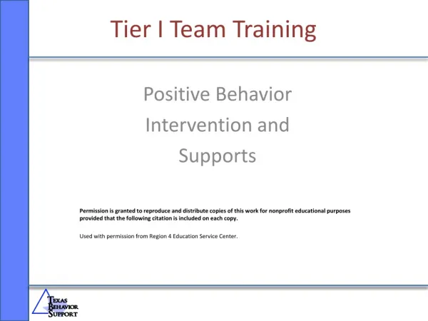 Tier I Team Training