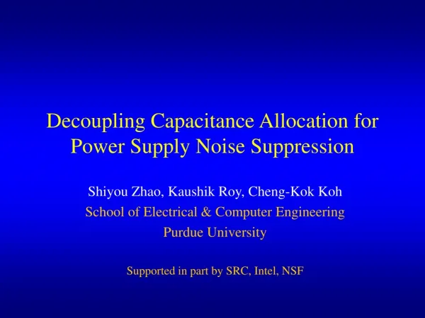 Decoupling Capacitance Allocation for Power Supply Noise Suppression