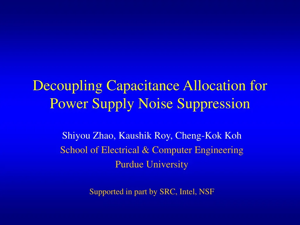 decoupling capacitance allocation for power supply noise suppression
