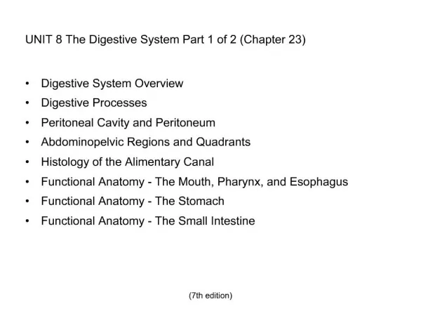 UNIT 8 The Digestive System Part 1 of 2 Chapter 23