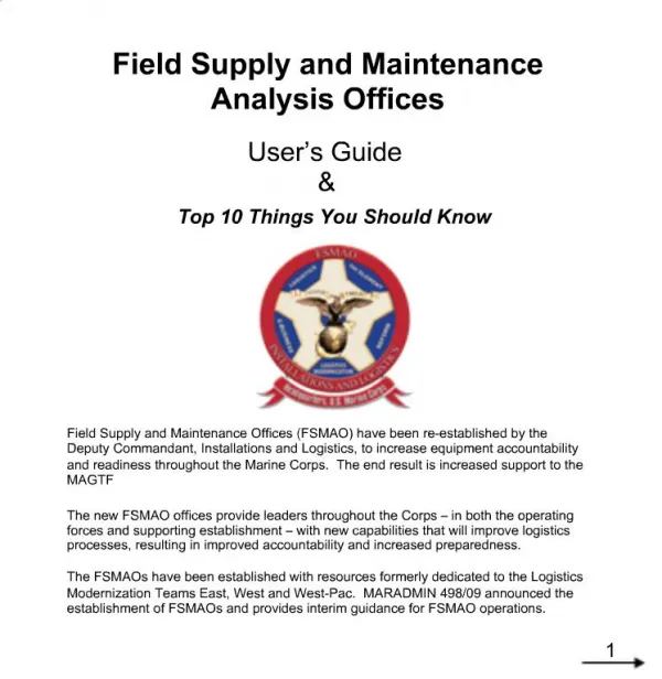 Field Supply and Maintenance Analysis Offices