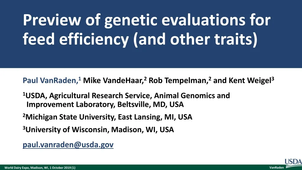preview of genetic evaluations for feed efficiency and other traits