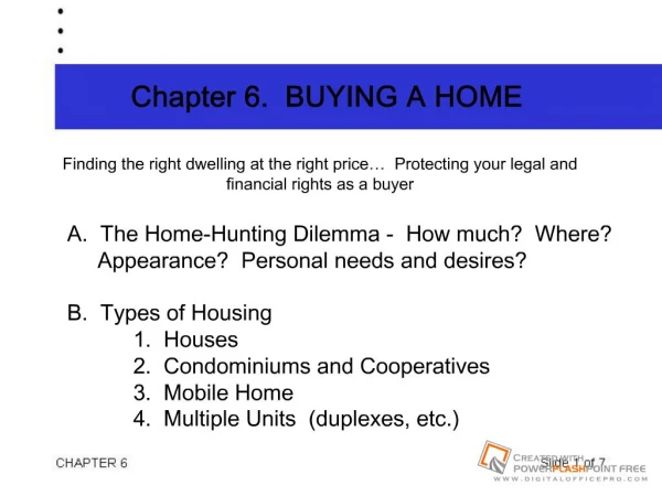 Chapter 6. BUYING A HOME