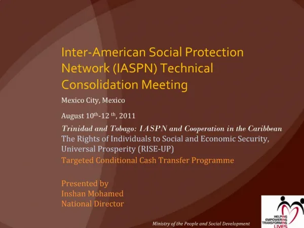 Inter-American Social Protection Network IASPN Technical Consolidation Meeting