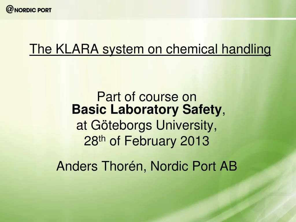 the klara system on chemical handling