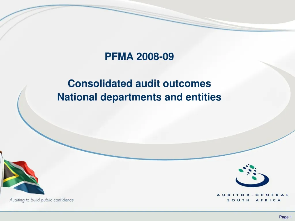 pfma 2008 09 consolidated audit outcomes national departments and entities