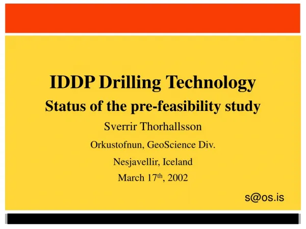 IDDP drilling and well design Project definition for the Pre-Feasibility Report