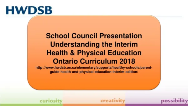 School Council Presentation Understanding the Interim Health &amp; Physical Education