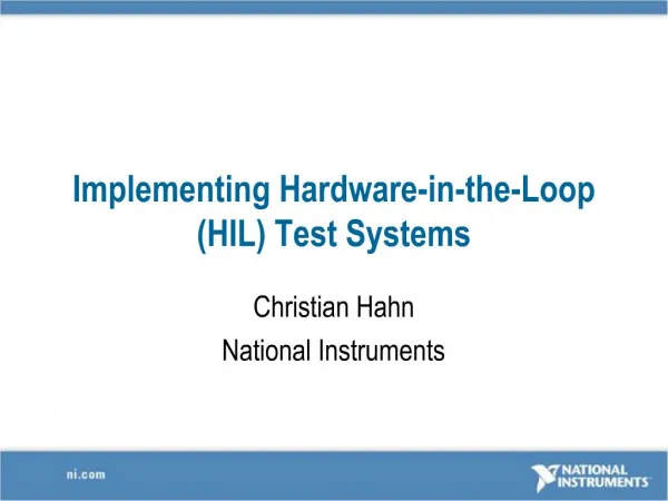 Implementing Hardware-in-the-Loop HIL Test Systems