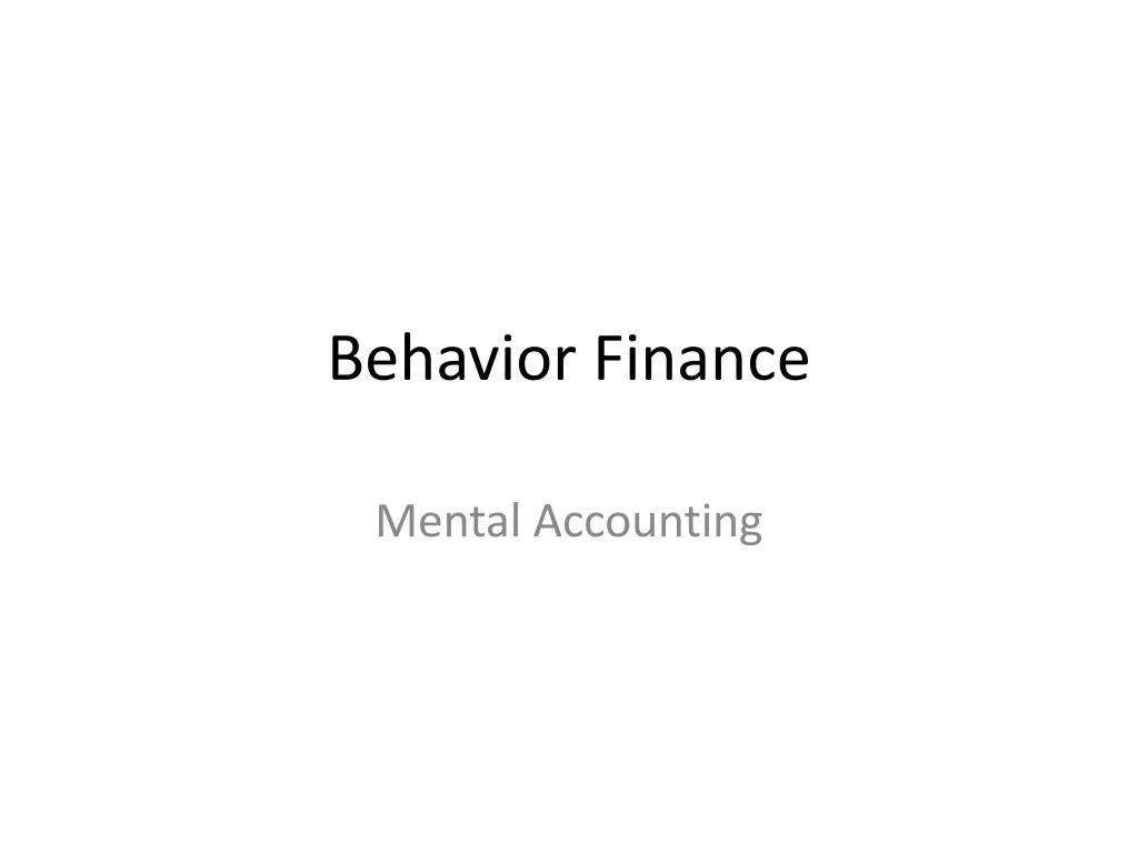 behavior finance