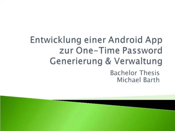 Entwicklung einer Android App zur One-Time Password Generierung Verwaltung