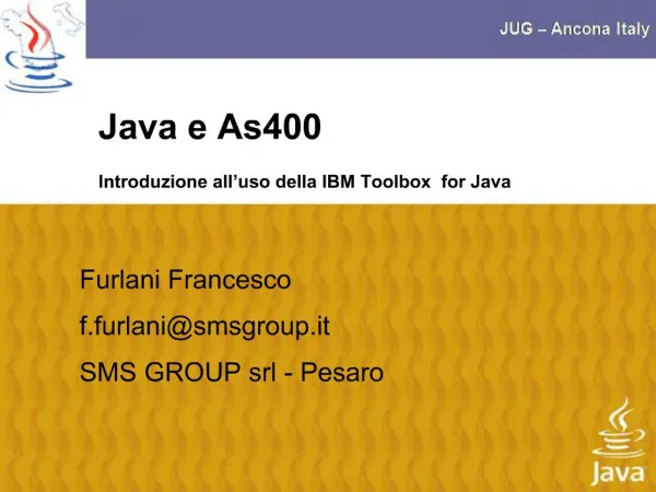 Java e As400 Introduzione all uso della IBM Toolbox for Java