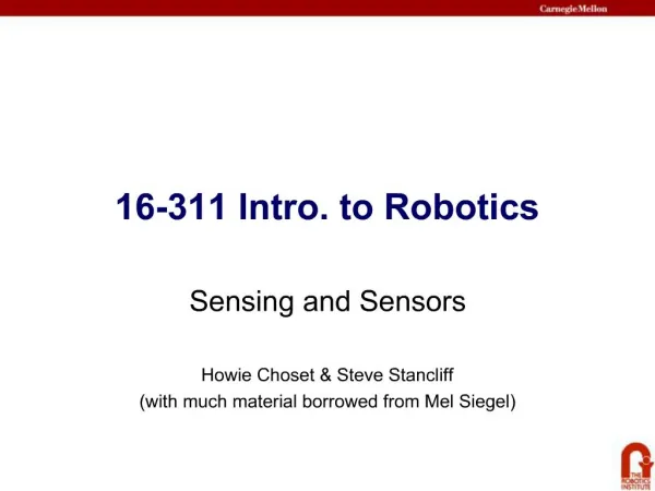 16-311 Intro. to Robotics