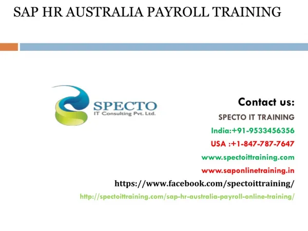 SAP HR AUSTRALIA PAYROLL TRAINING