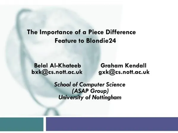 The Importance of a Piece Difference Feature to Blondie24