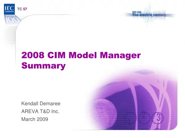 2008 CIM Model Manager Summary