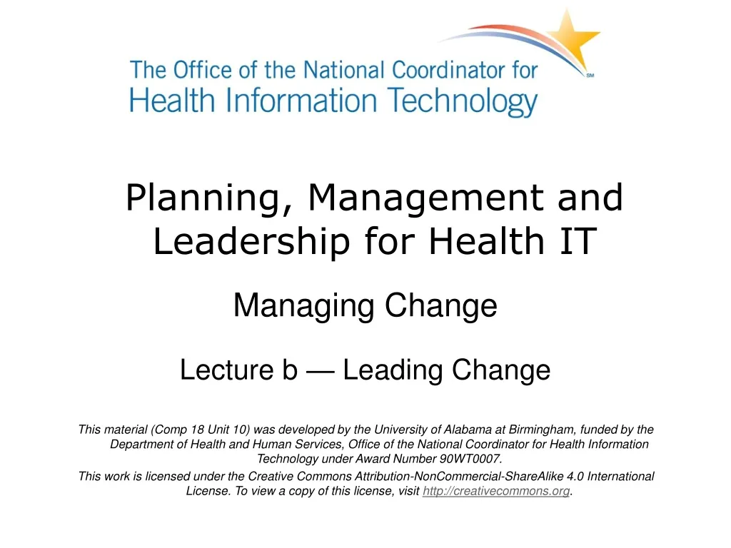planning management and leadership for health it