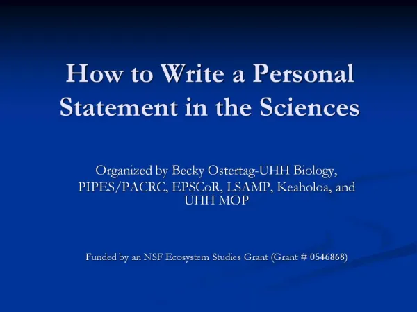 How to Write a Personal Statement in the Sciences