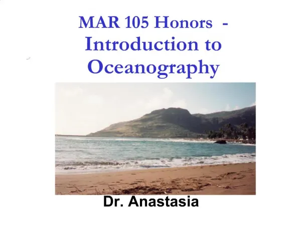 MAR 105 Honors - Introduction to Oceanography
