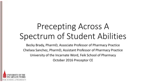 Precepting Across A Spectrum of Student Abilities