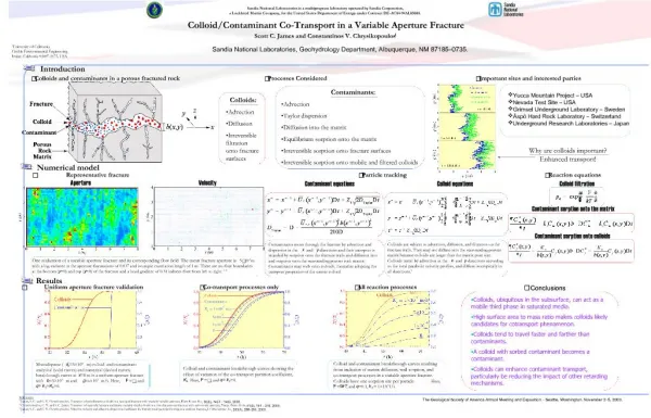 Colloids and contaminants in a porous fractured rock Processes Considered Important sites and i