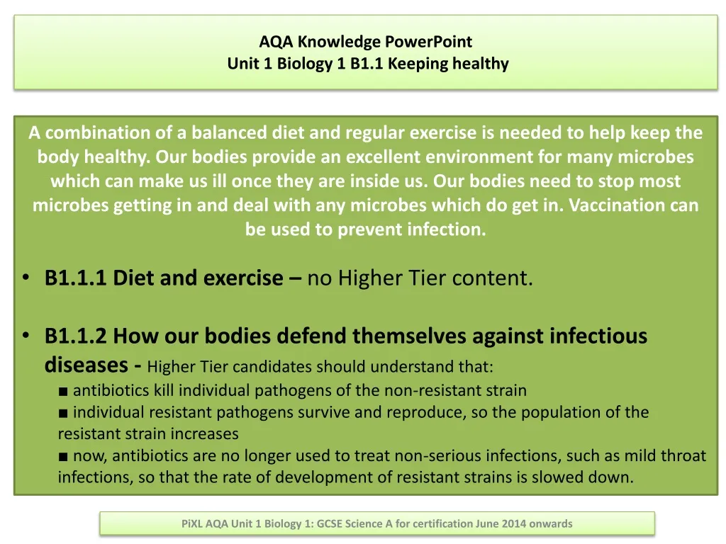 aqa knowledge powerpoint unit 1 biology