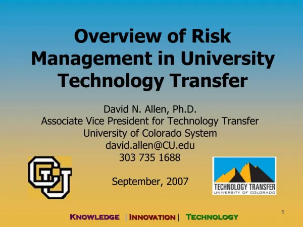 Overview of Risk Management in University Technology Transfer