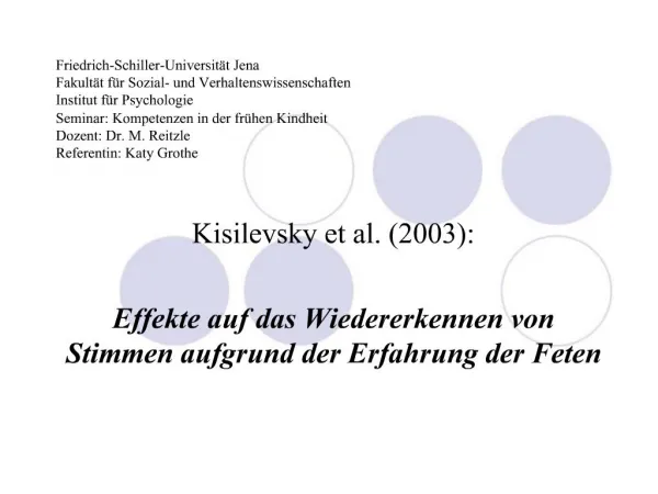 Friedrich-Schiller-Universit t Jena Fakult t f r Sozial- und Verhaltenswissenschaften Institut f r Psychologie Seminar: