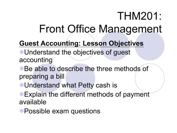 THM201: Front Office Management