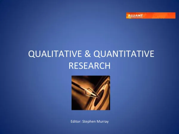 QUALITATIVE QUANTITATIVE RESEARCH Editor: Stephen Murray