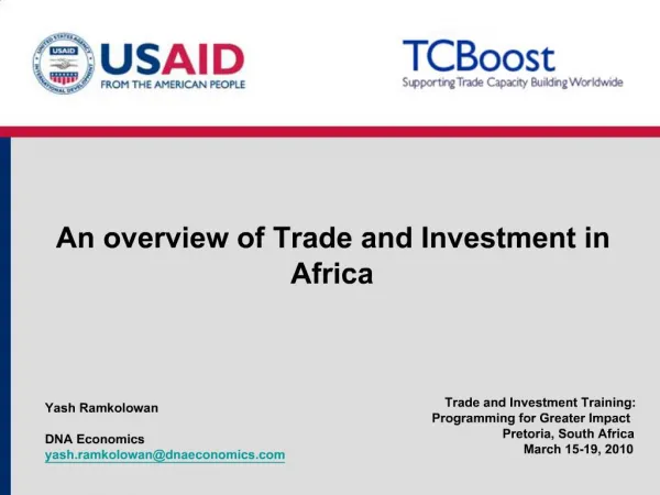 An overview of Trade and Investment in Africa