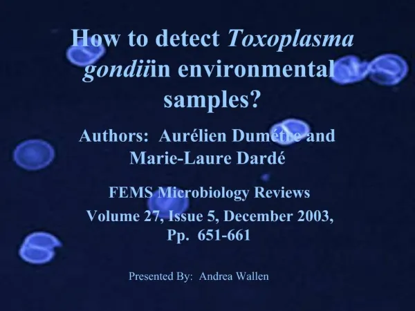 How to detect Toxoplasma gondii in environmental samples
