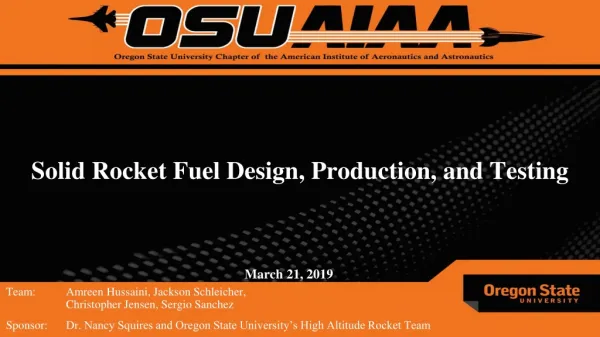Solid Rocket Fuel Design, Production, and Testing
