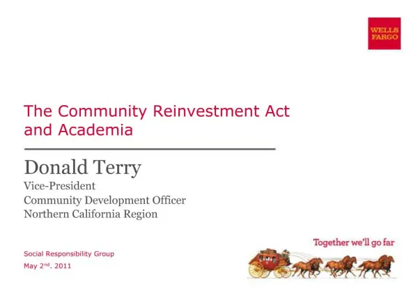 Donald Terry Vice-President Community Development Officer Northern California Region