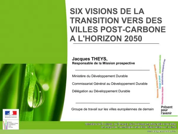 SIX VISIONS DE LA TRANSITION VERS DES VILLES POST-CARBONE A LHORIZON 2050